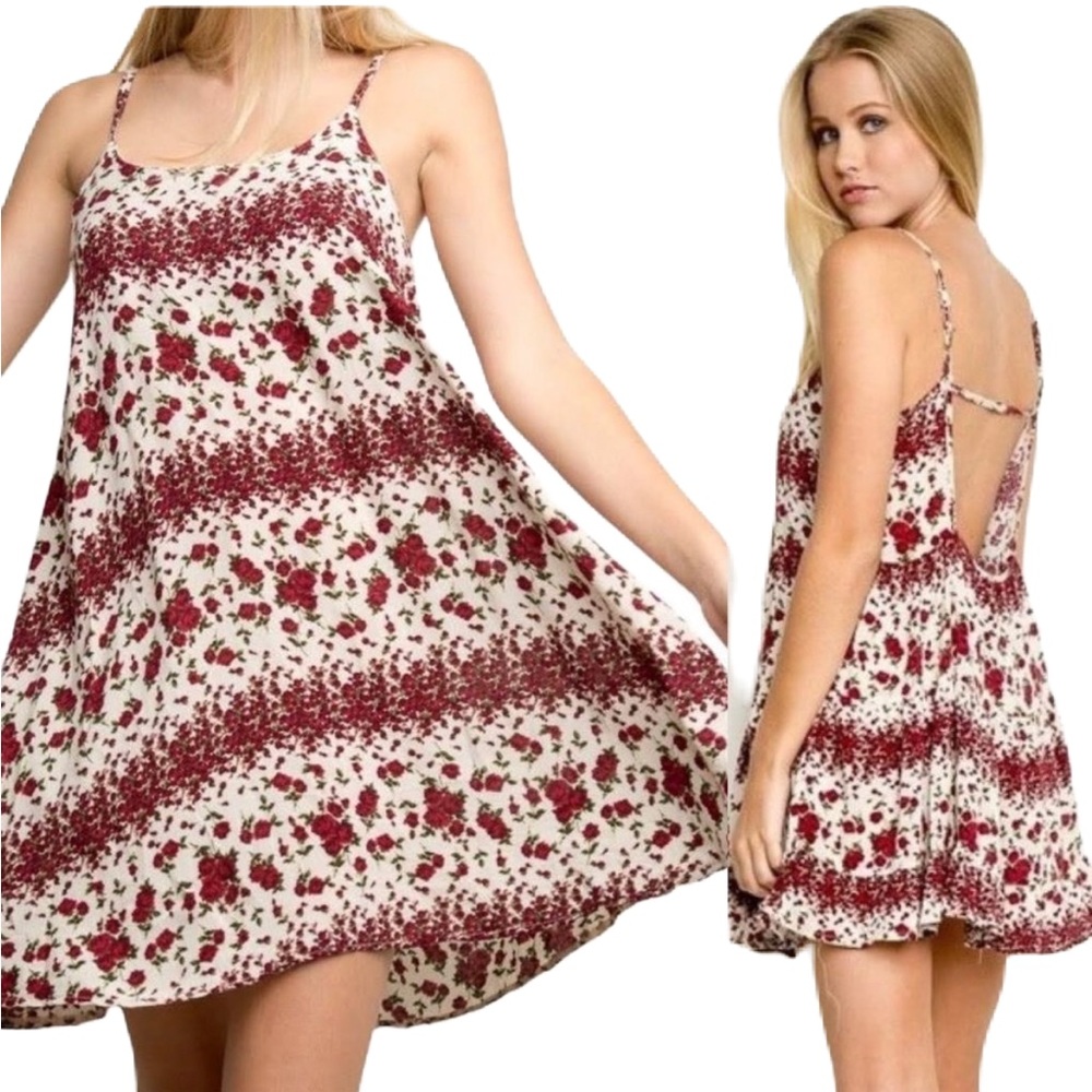BRANDY 💕MELVILLE • Red Roses 🌹 Jada Mini Baby Doll Dress • OS